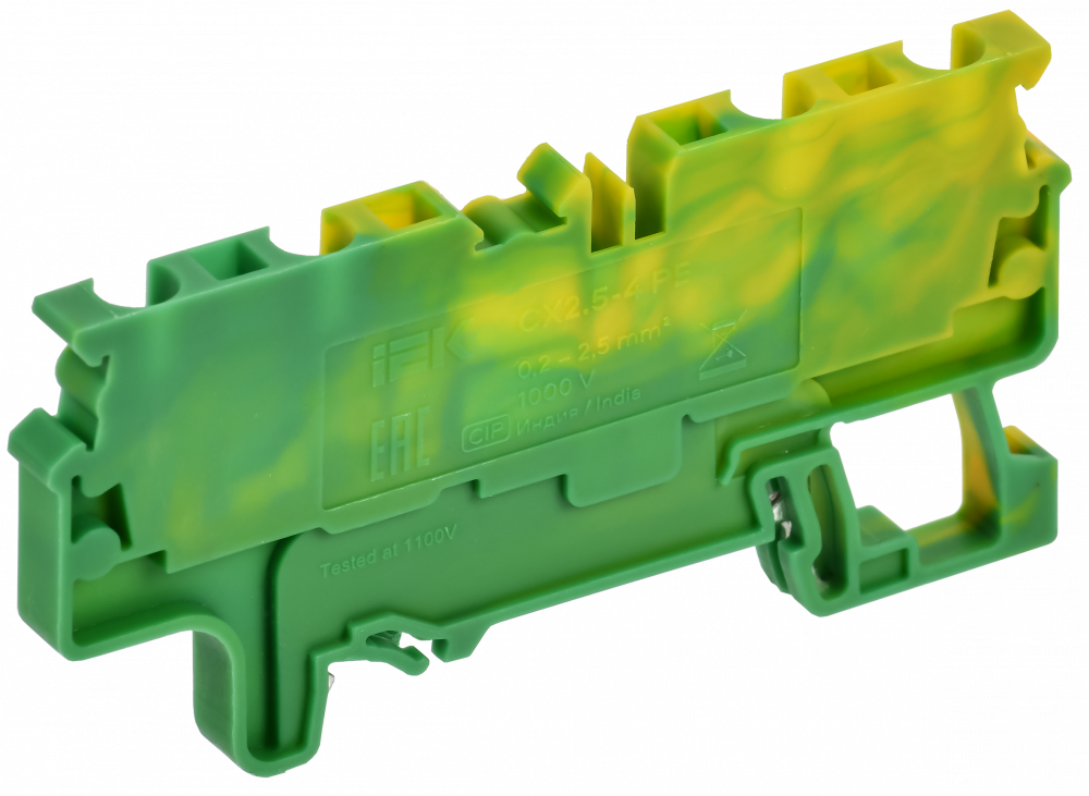 ARMAFIX Клемма пружинная CX2.5-4 PE 2,5мм2 четырехконтактная заземляющая IEK
