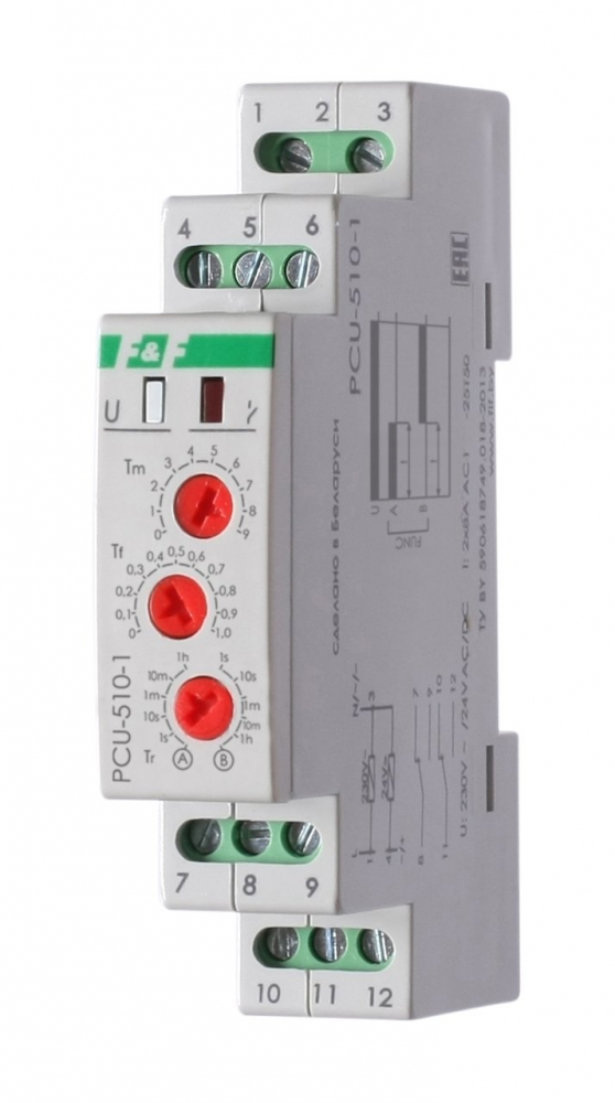 Реле времени PCU-510-1 ACDC24B/AC230B УХЛ4        задержка на включение или отключение, плавная     установка, 2 переключающих контакта