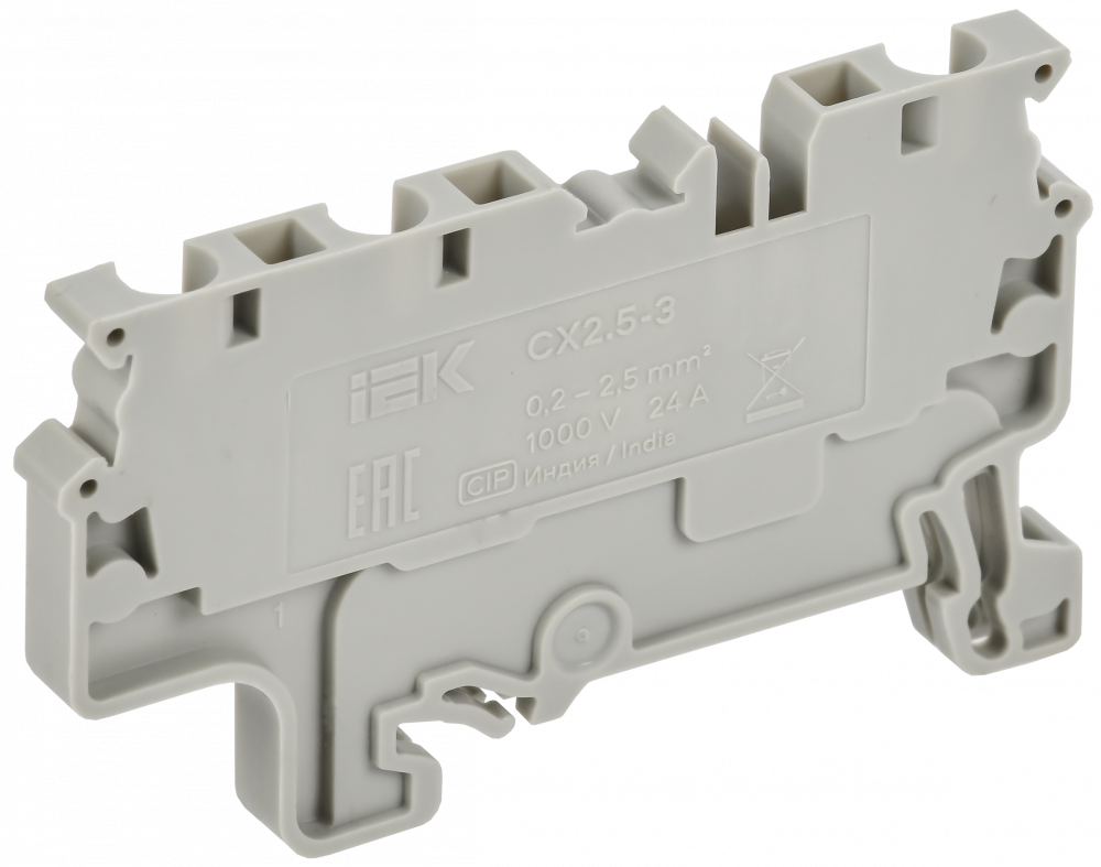 ARMAFIX Клемма пружинная CX2.5-3 2,5мм2 трехконтактная серая IEK