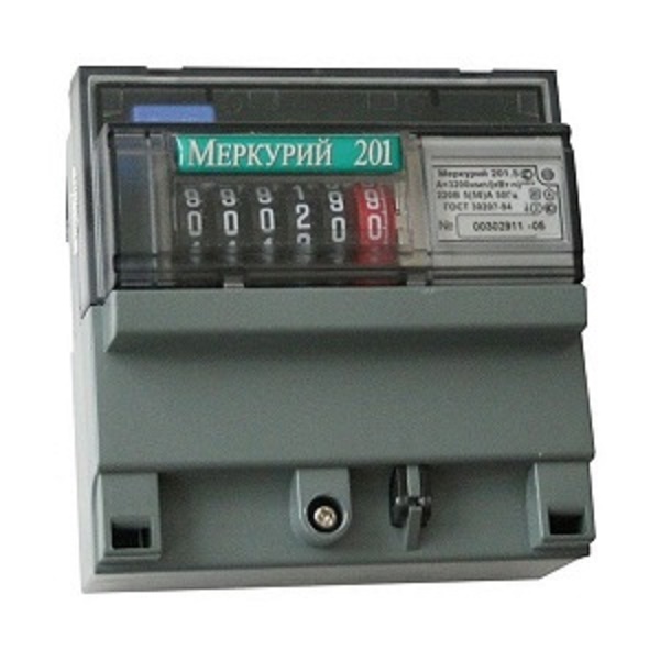 Счетчик электроэнергии Меркурий 201.5 однофазный однотарифный, 5(60), кл.точ. 1.0, D, ЭМОУ, имп. выход
