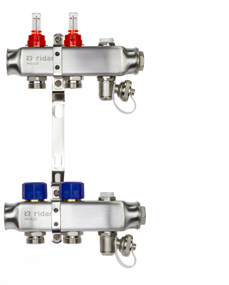 Коллекторная группа SSM-2RF set 2 контура 1'X3/4' с расходомерами и кронштейнами