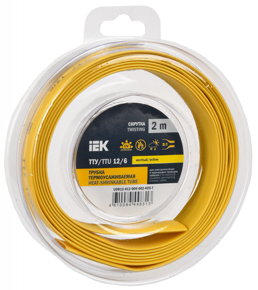 Трубка термоусадочная ТТУ нг-LS 12/6 желтая (2м/упак) IEK
