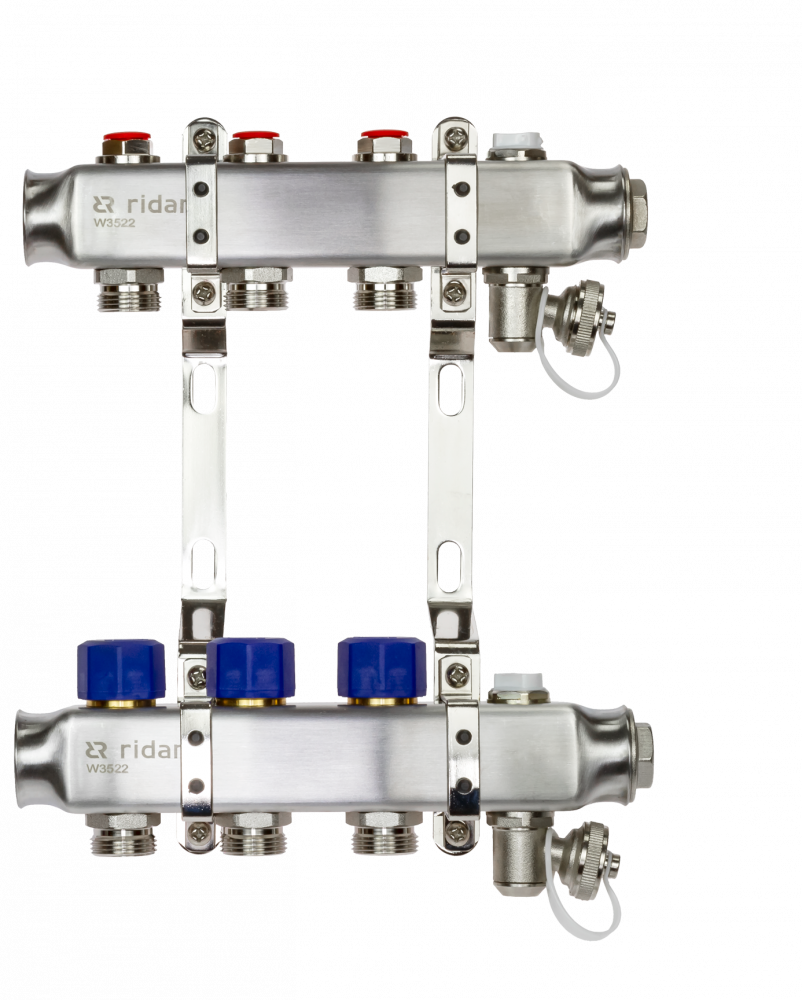 Коллекторная группа SSM-3R set 3 контура 1'X3/4' с термостатическими клапанами и кронштейнами