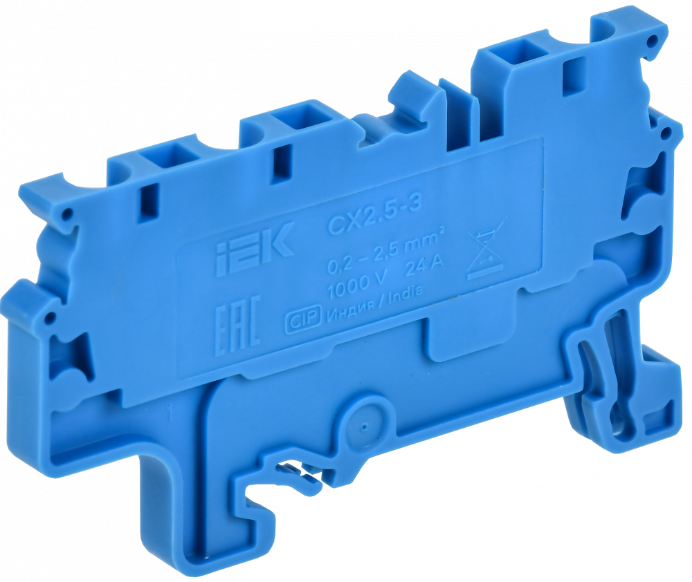 ARMAFIX Клемма пружинная CX2.5-3 BU 2,5мм2 трехконтактная синяя IEK