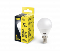 Лампа светодиодная LED 7вт E14 тепло-белый матовый шар ECO