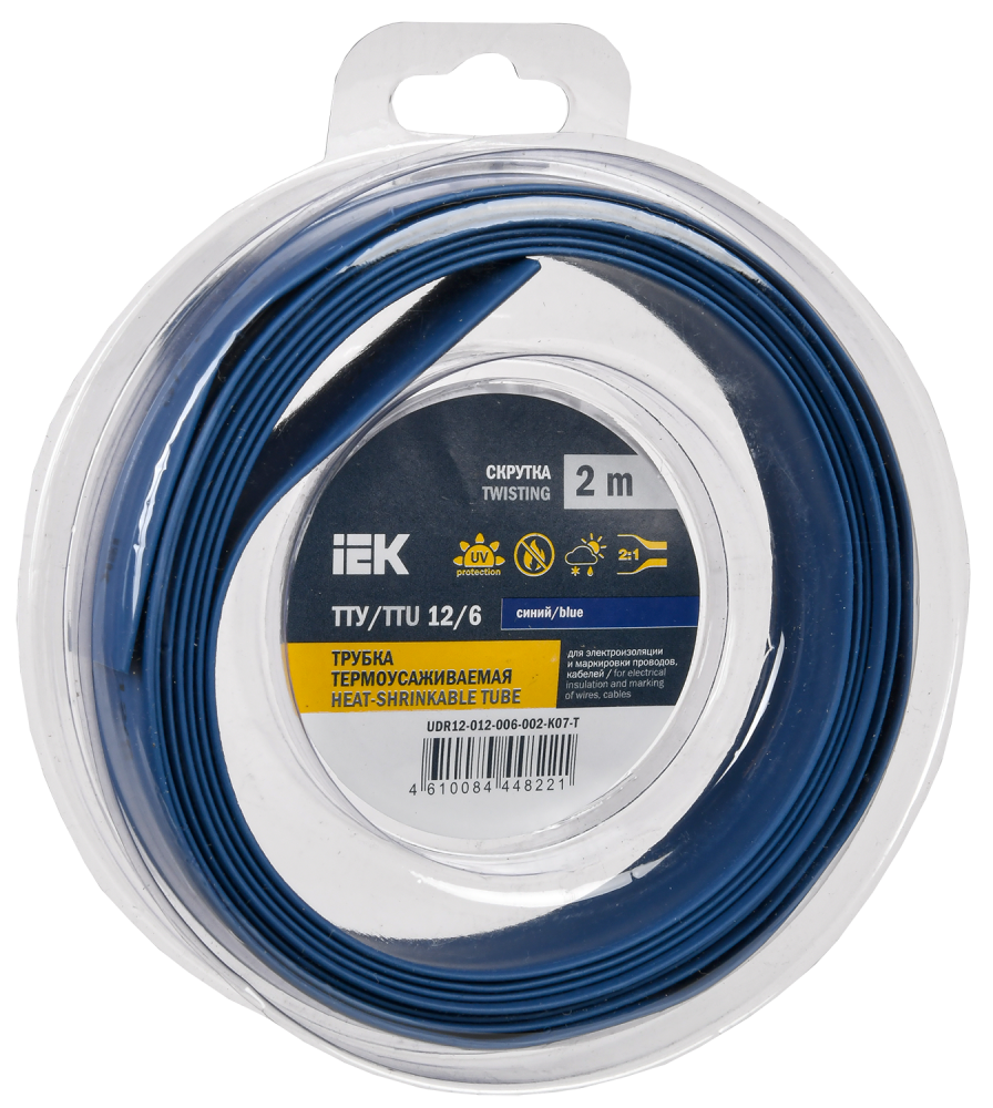 Трубка термоусадочная ТТУ нг-LS 12/6 синяя (2м/упак) IEK