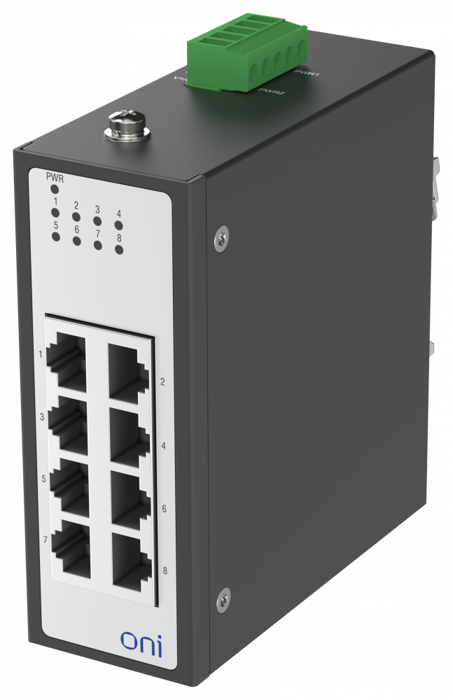 Коммутатор промышленный неуправляемый ISU-430 Ethernet 8 портов 10/100BaseT разъем RJ45 24В AC/12/24/48В DC с резервированием ONI